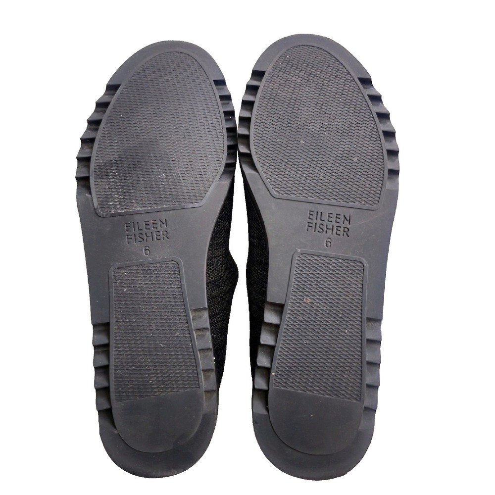 Eileen Fisher Size 6 Charcoal Gray Knit Slip On Loafer Flat Women 6 Platform - Picture 2 of 9